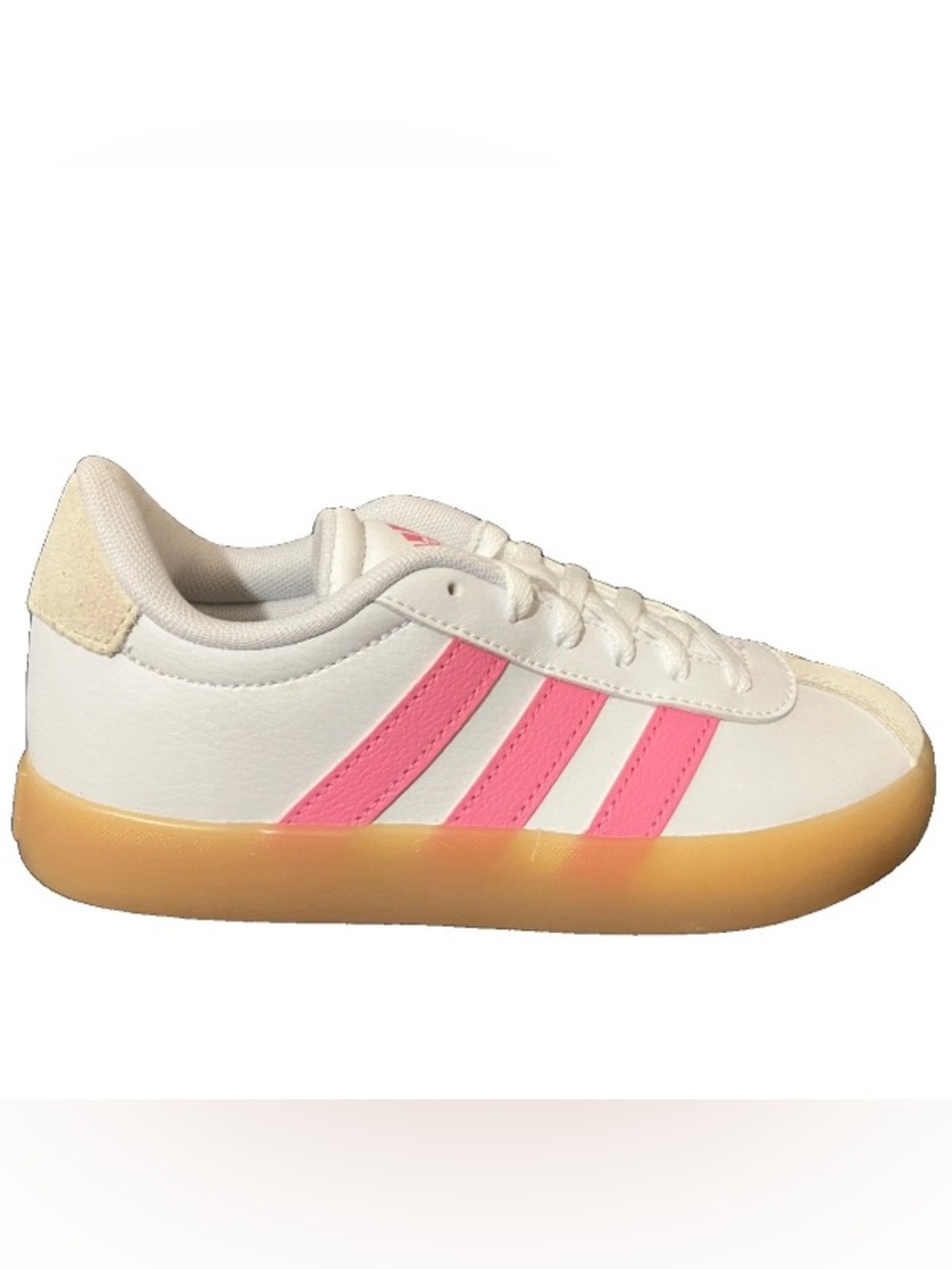 adidas VL Court 3.0 K White Pink Gum Girls Kids Shoes Size 1.5 IH3483 NIB